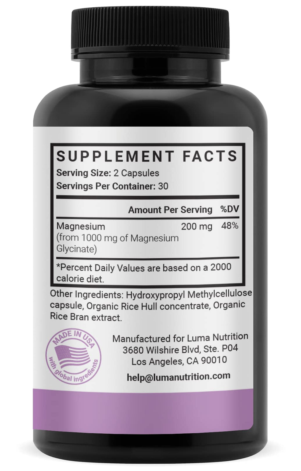 Luma Nutrition Magnesium Glycinate 1000mg - 60 Capsules - image 9