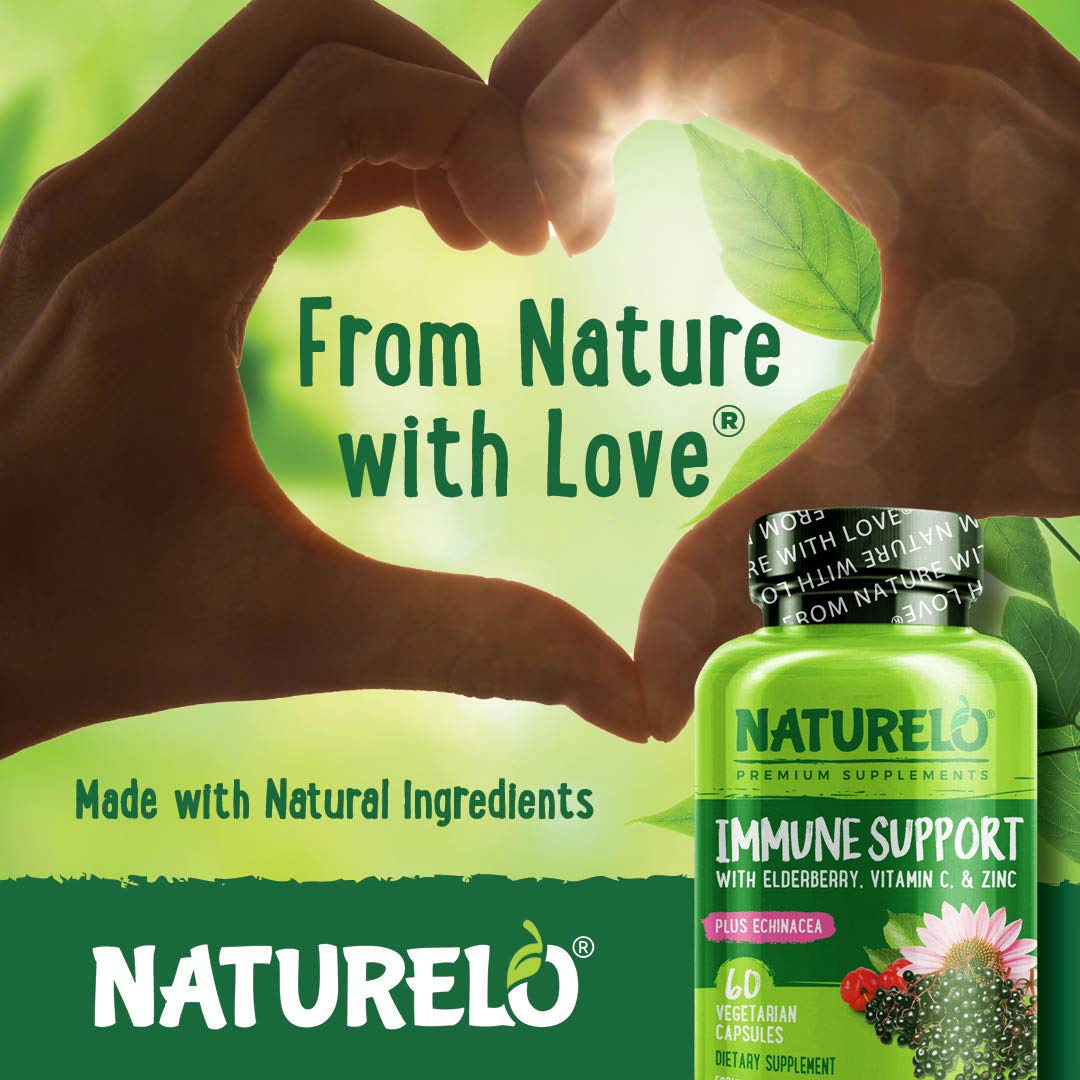 NATURELO Immune Support Supplement Elderberry Vitamin C - 120 Capsules - image 5