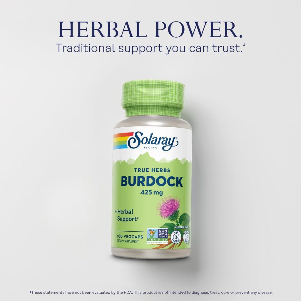 Solaray True Herbs Burdock Root 425 mg - 100 Vegetarian Capsules - image 3