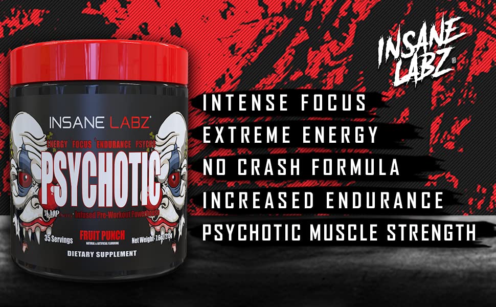 Psychotic, Insane Veinz, Pre Workout Stack Fruit Punch