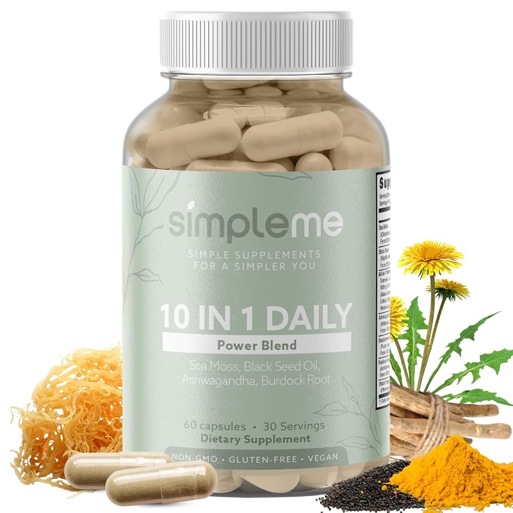 SIMPLEME Burdock Root Organic Herbal Blend with Sea Moss - 60 Capsules