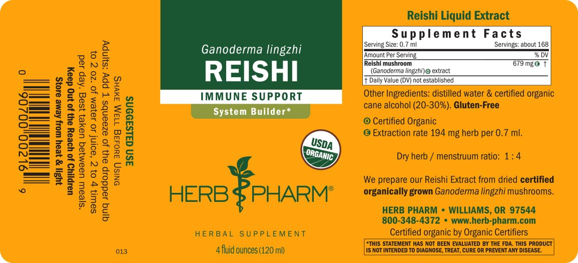 Herb Pharm Organic Red Reishi Mushroom Capsules