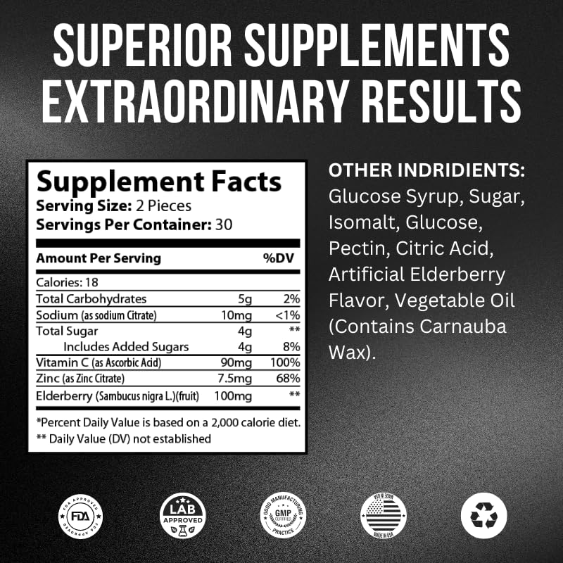 4D NUTRITION Elderberry Gummies with Vitamin C and Zinc - 60 Gummies - image 2