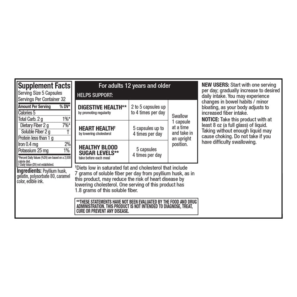 Quality Choice Fiber Capsule Laxative Supplement - 800 Capsules - image 4