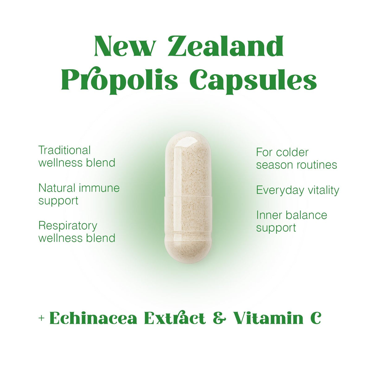 Apihealth New Zealand Propolis with Echinacea & Vitamin C - 100 Capsules - image 2