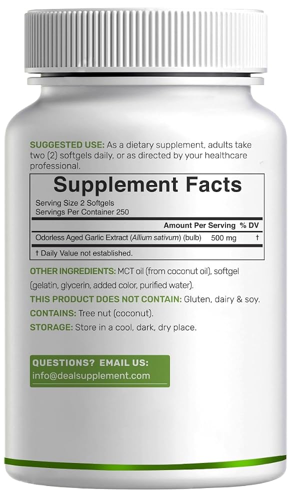 DEAL SUPPLEMENT Odorless Aged Garlic Extract - 500 Softgels - image 6