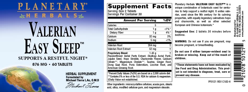 Planetary Herbals Valerian Easy Sleep Tablets - 60 Count - image 4