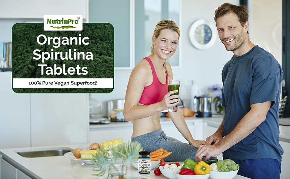 NUTRINPRO Organic Spirulina Capsules - 100% Pure Vegan