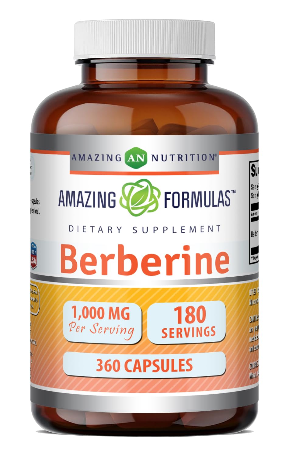 Amazing Formulas Berberine 1000mg Per Serving Capsules Supplement