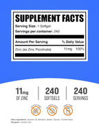 BulkSupplements Zinc Picolinate 11mg Softgels - 240 Count - image 2