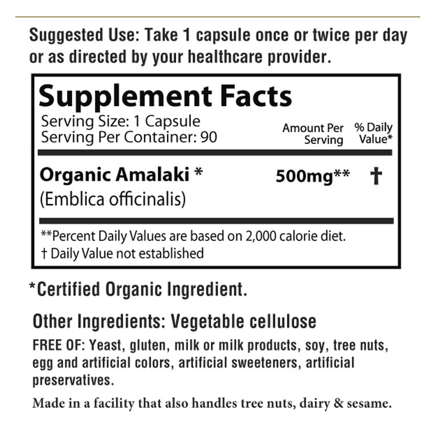 AyurBest Amalaki Herbal Supplement 500mg Organic - 90 Capsules - image 5