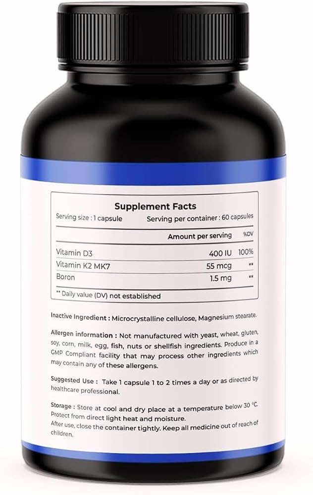 Generic Vitamin D3 with K2 MK-7 Supplement - 60 Vegetarian Capsules - image 2