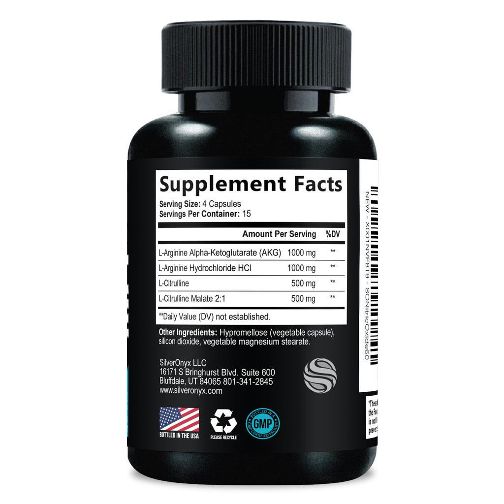 SILVERONYX Nitric Oxide Supplement 3000mg Blend - 3X Strength