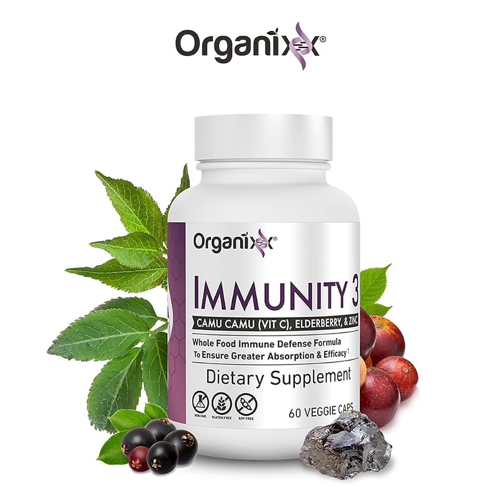 Organixx Immunity 3 Vitamin C, Zinc & Elderberry - 60 Capsules - image 8
