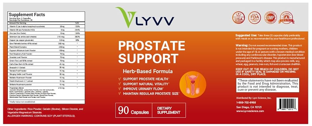 Lyvv Prostate Support with Saw Palmetto - 90 Capsules - image 3