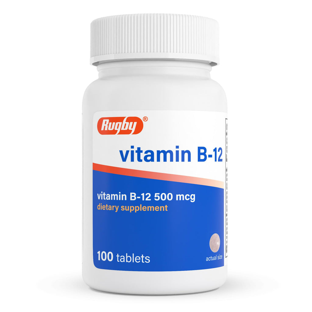 Rugby Vitamin B12 500 mcg Tablets - 100 Count