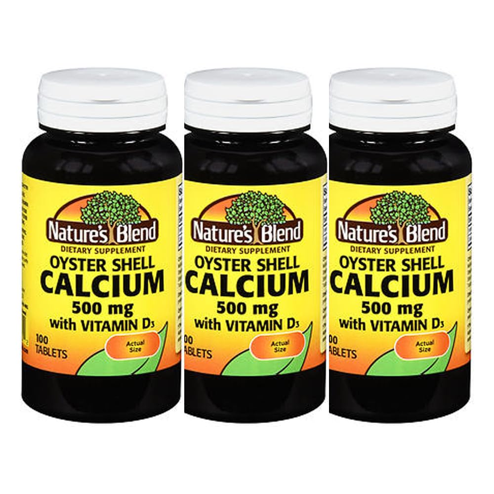 Nature's Blend Oyster Shell Calcium 500mg with Vitamin D3 - 300 Tablets
