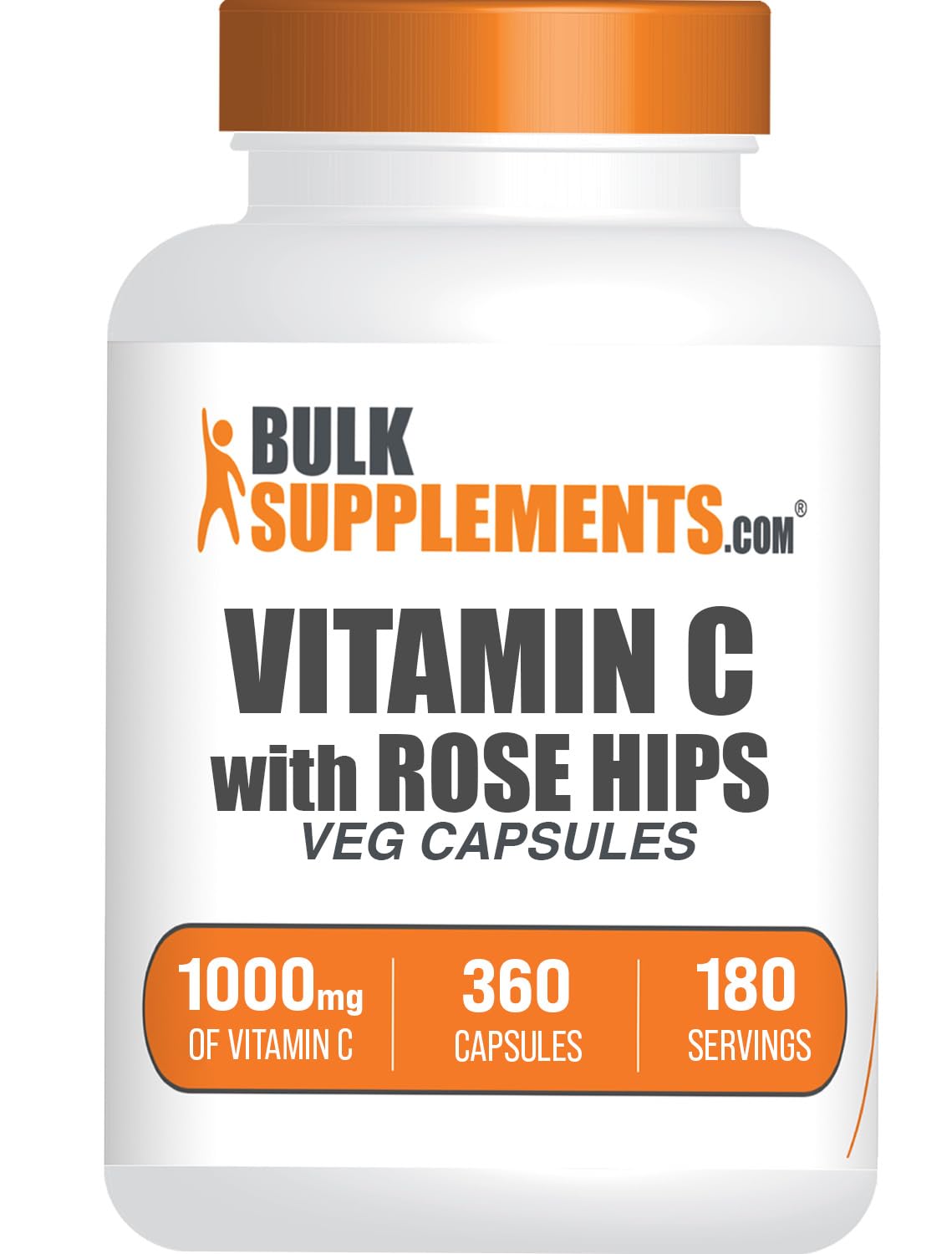 BulkSupplements Vitamin C with Rose Hips Capsules - 360 Count