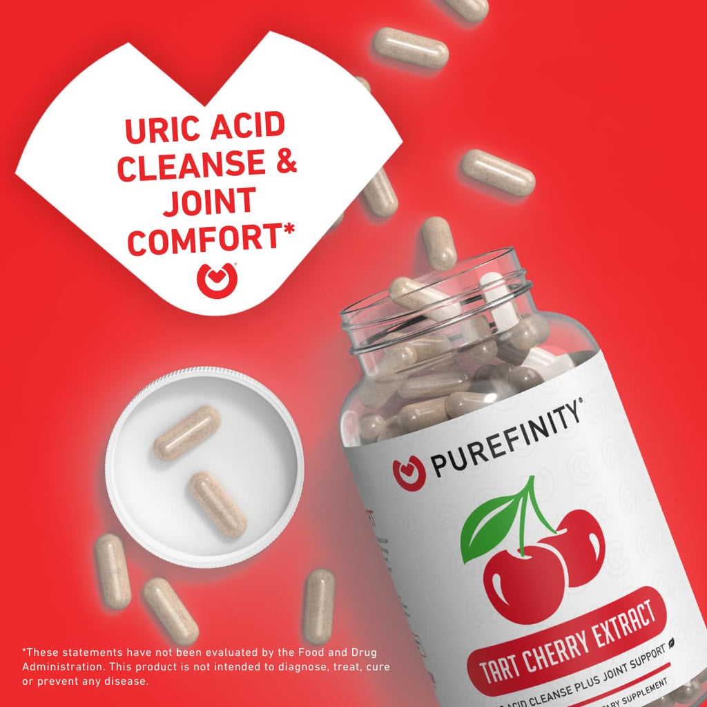 PUREFINITY Tart Cherry Capsules Uric Acid Flush Extract - 180 Count - image 2