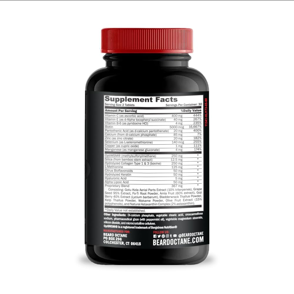 Beard Octane Beard Fuel Beard Growth Support Vitamins - 60 Tablets - image 3