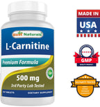 Best Naturals L-Carnitine Tartrate 500 mg - 90 Tablets - image 7
