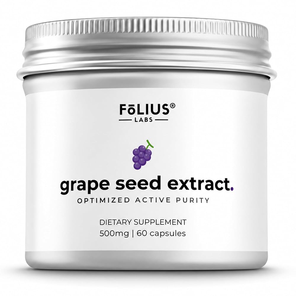 FOLIUS LABS Grape Seed Extract 500mg - 95% OPCs Polyphenols - High