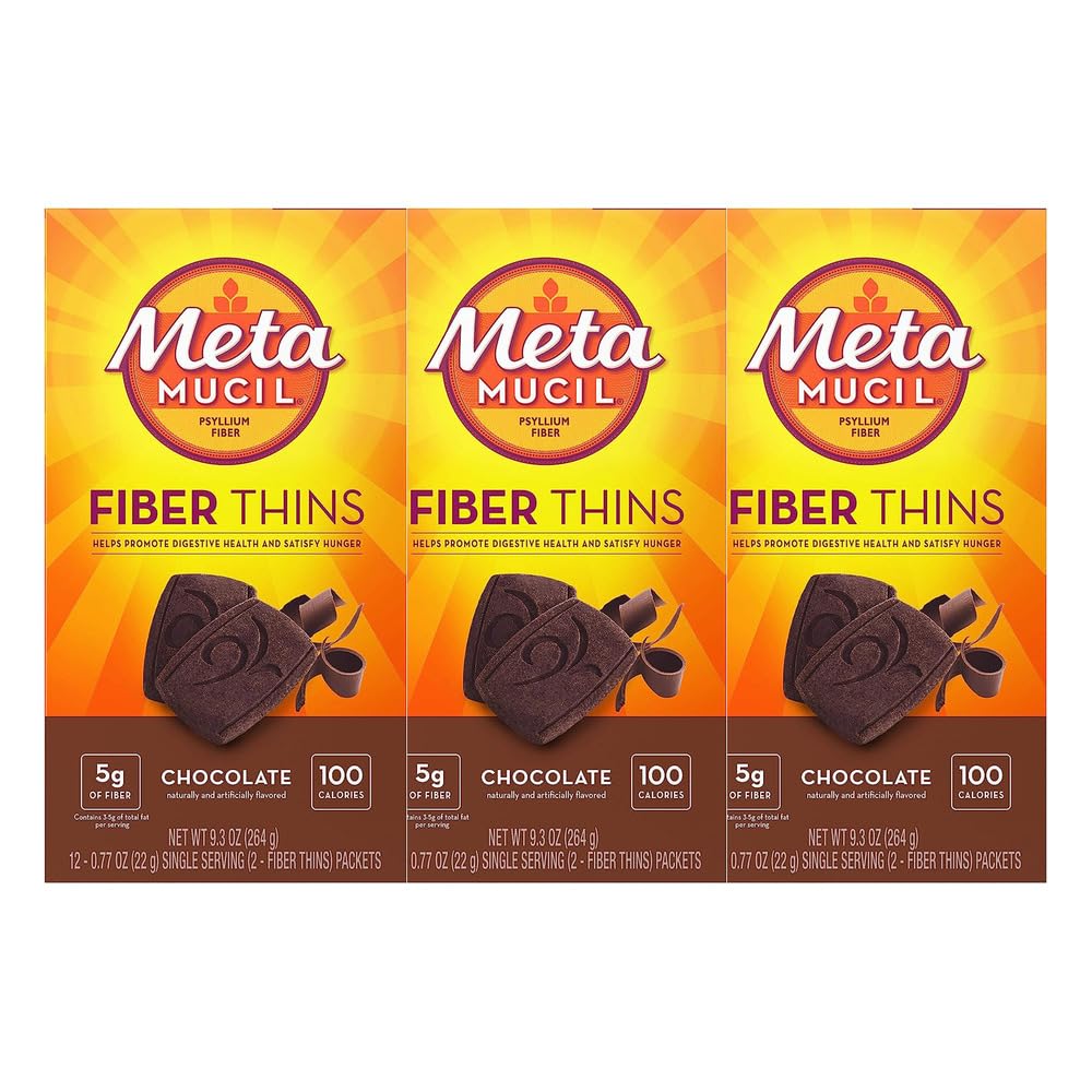 Metamucil Fiber Thins Chocolate - 24 Count, Pack of 3