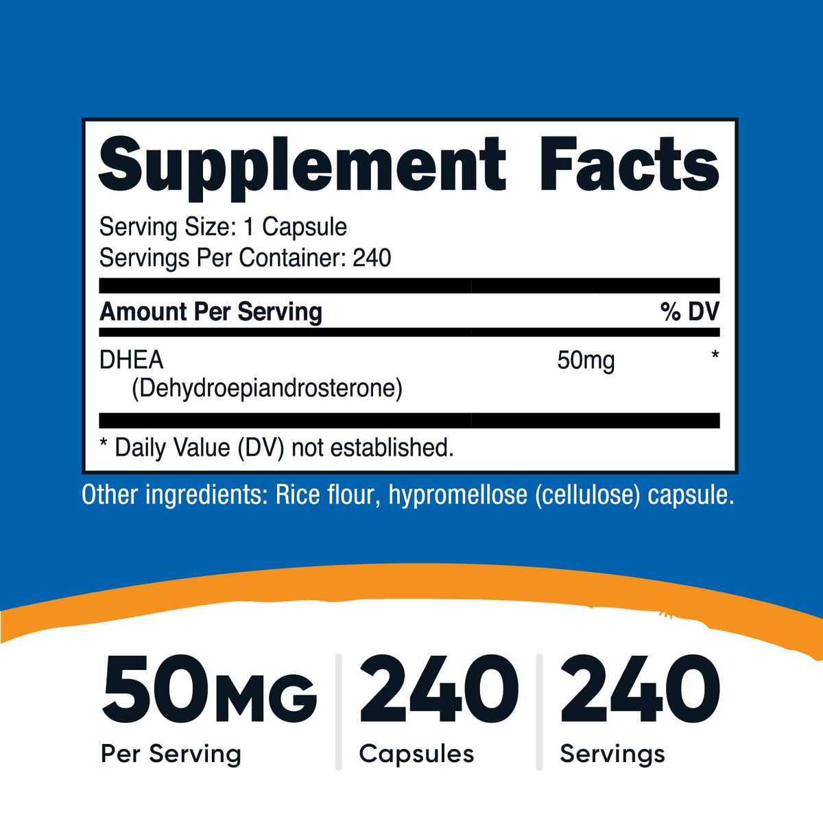 Nutricost DHEA 50mg Capsules - Gluten Free