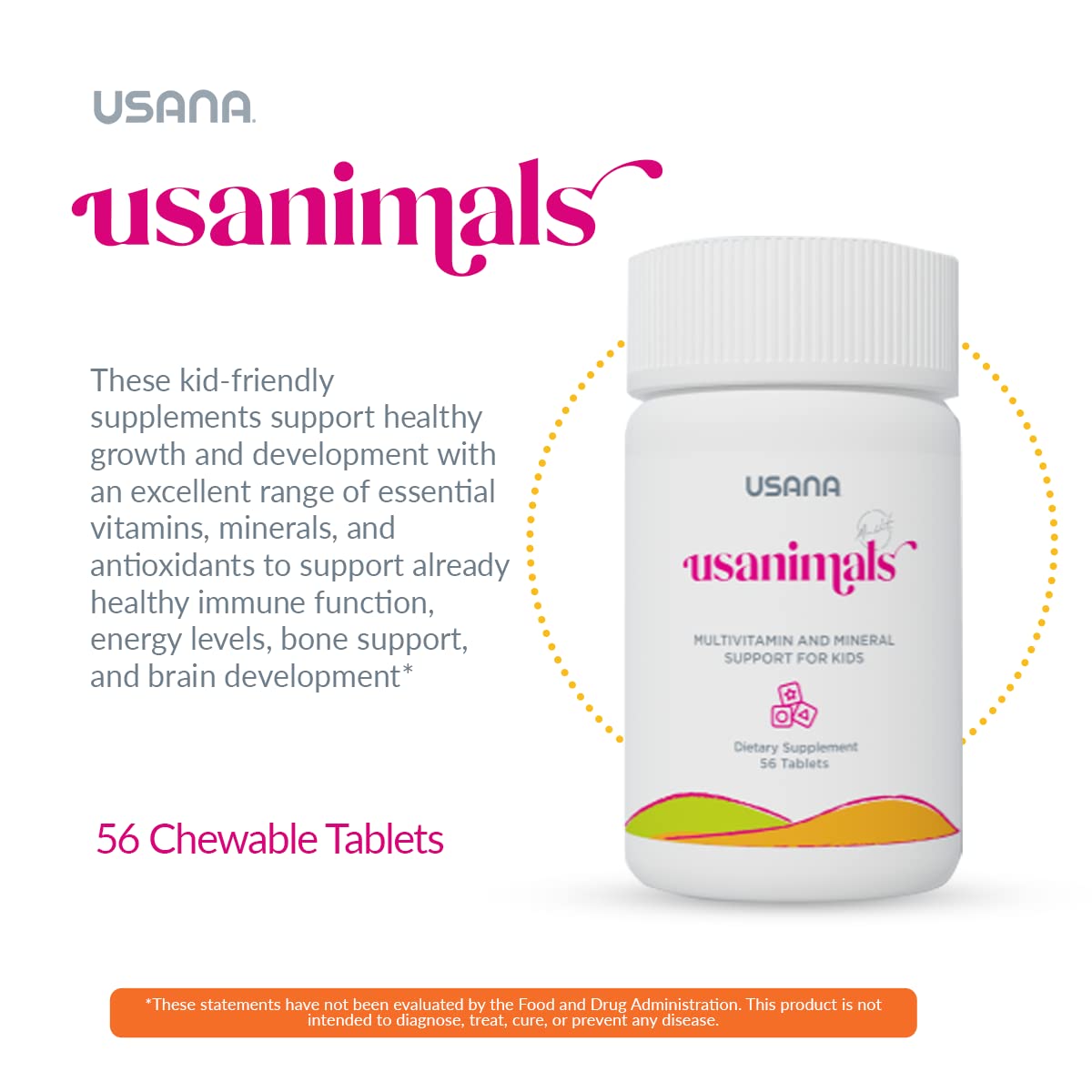 USANA Usanimals Multivitamin for Kids - 56 Chewable Tablets - image 3