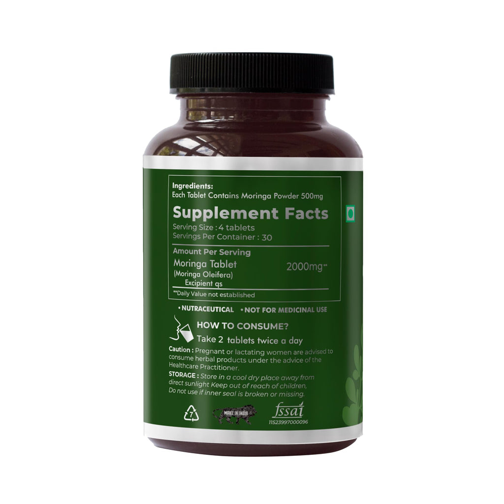SAPTAMVEDA Natural Moringa Tablets - 500mg - 120 Tablets - image 3