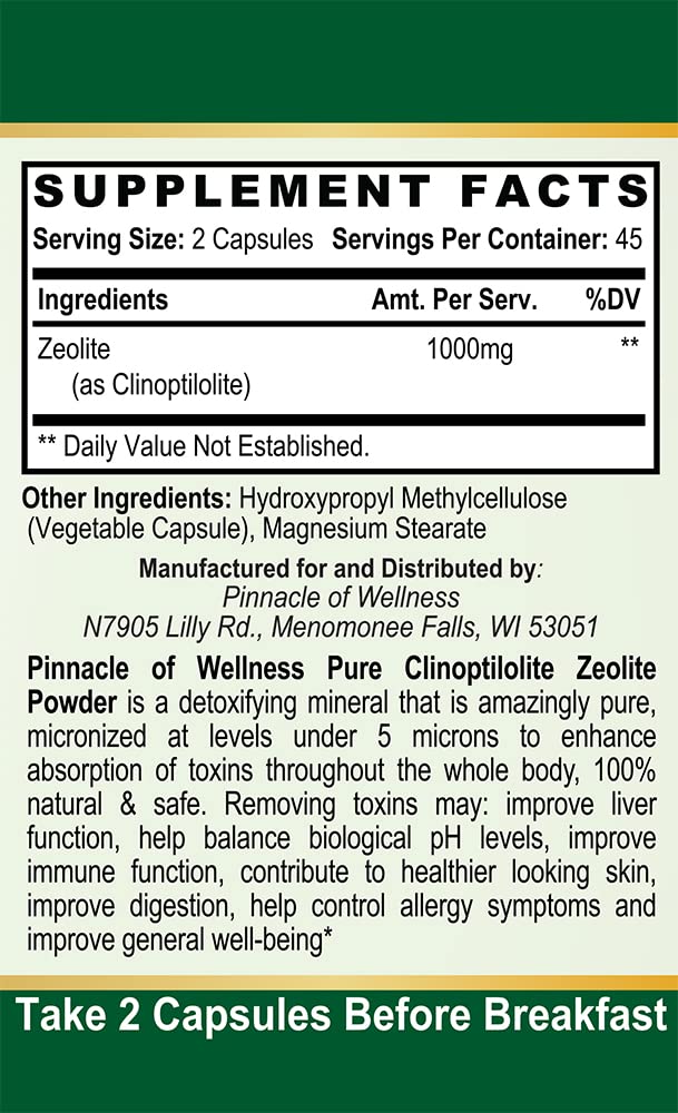 Pinnacle of Wellness Pure Clinoptilolite Zeolite Powder - 90 Capsules - image 3