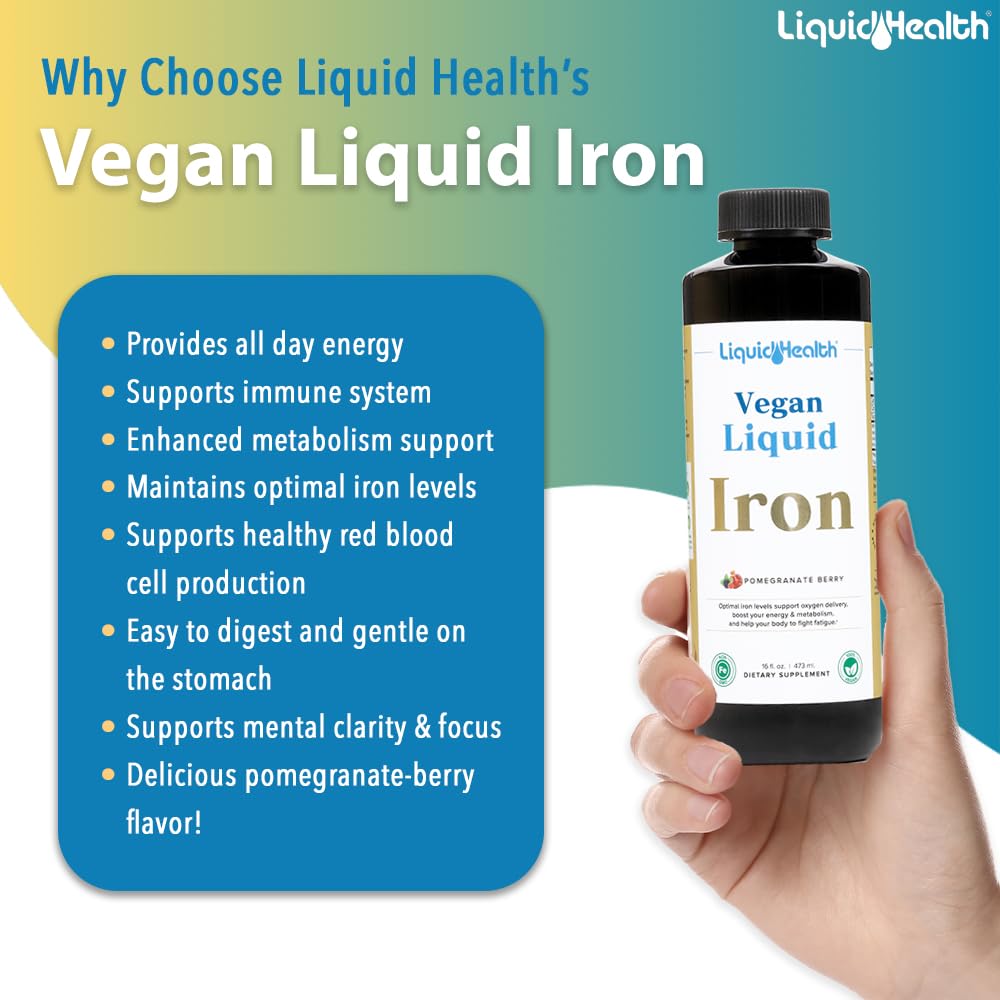 LIQUIDHEALTH Vegan Liquid Iron Supplement with SunActive & Ferrochel