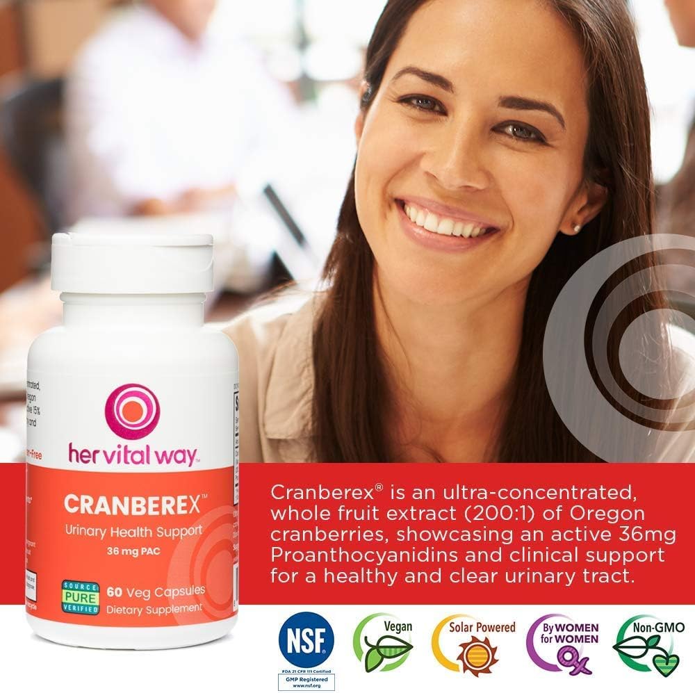 Her Vital Way Cranberex Cranberry Extract 36mg PAC - 30 Vegetarian Capsules - image 3