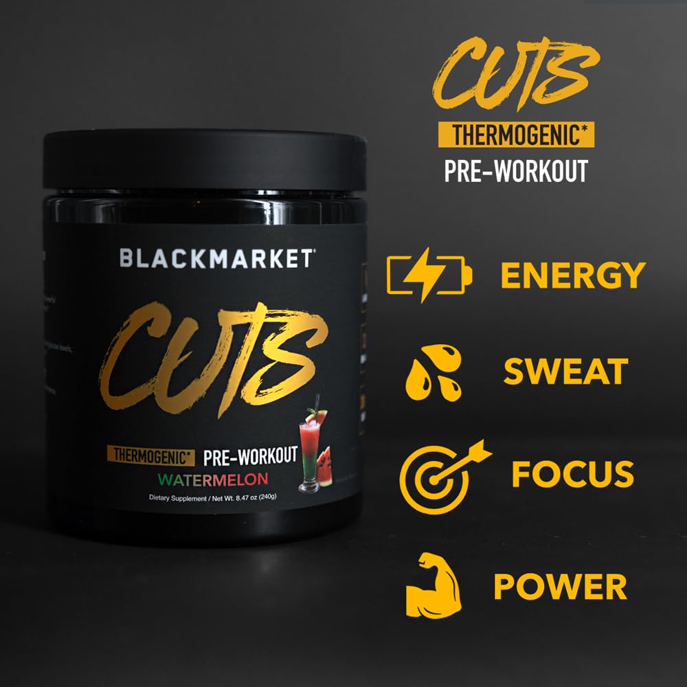 BLACKMARKET CUTS Pre Workout Powder Watermelon - 30 Servings - image 5