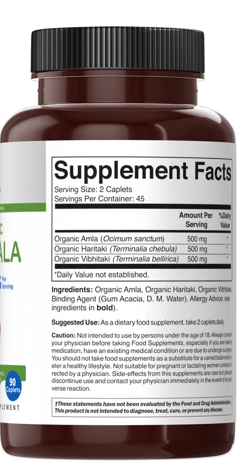 Brieofood Organic Triphala 1500mg - 90 Vegetarian Tablets - image 4