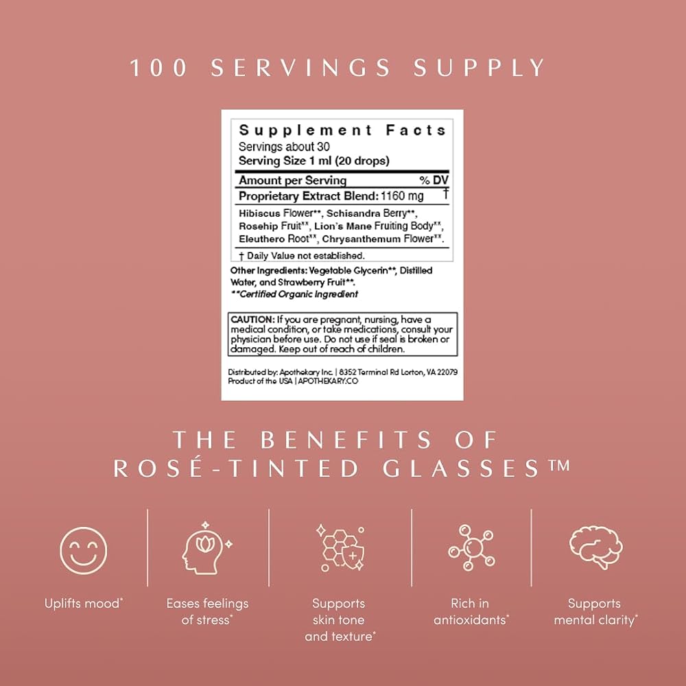 Apothékary ApothéKary Rosé-Tinted Glasses Liquid Herbal Drops