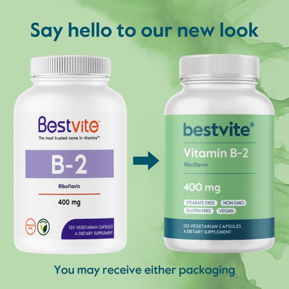 BESTVITE Vitamin B-2 Riboflavin 400mg - 120 Vegetarian Capsules - image 7