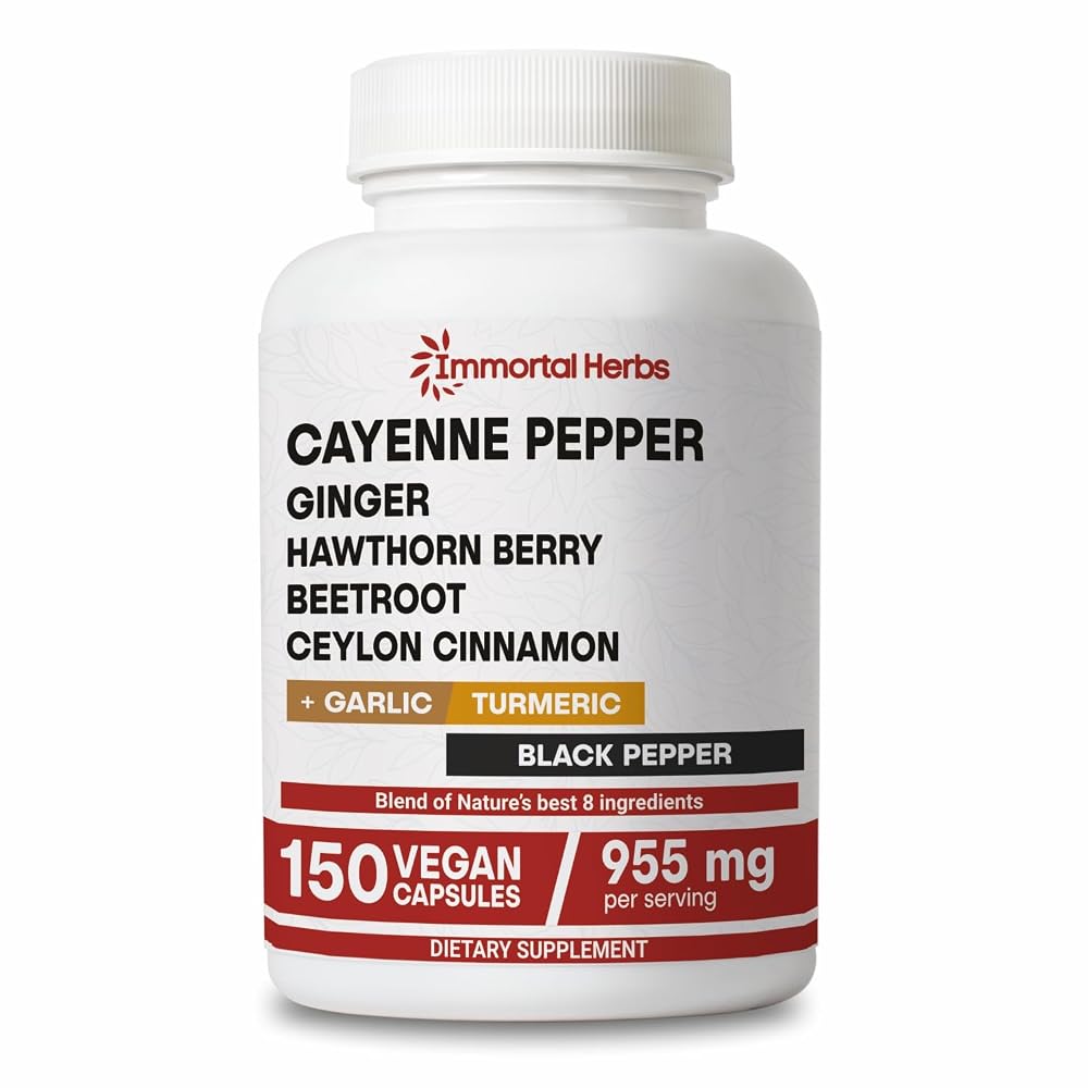 Immortal Herbs Cayenne Pepper Capsules with Garlic & Turmeric - 150 Count