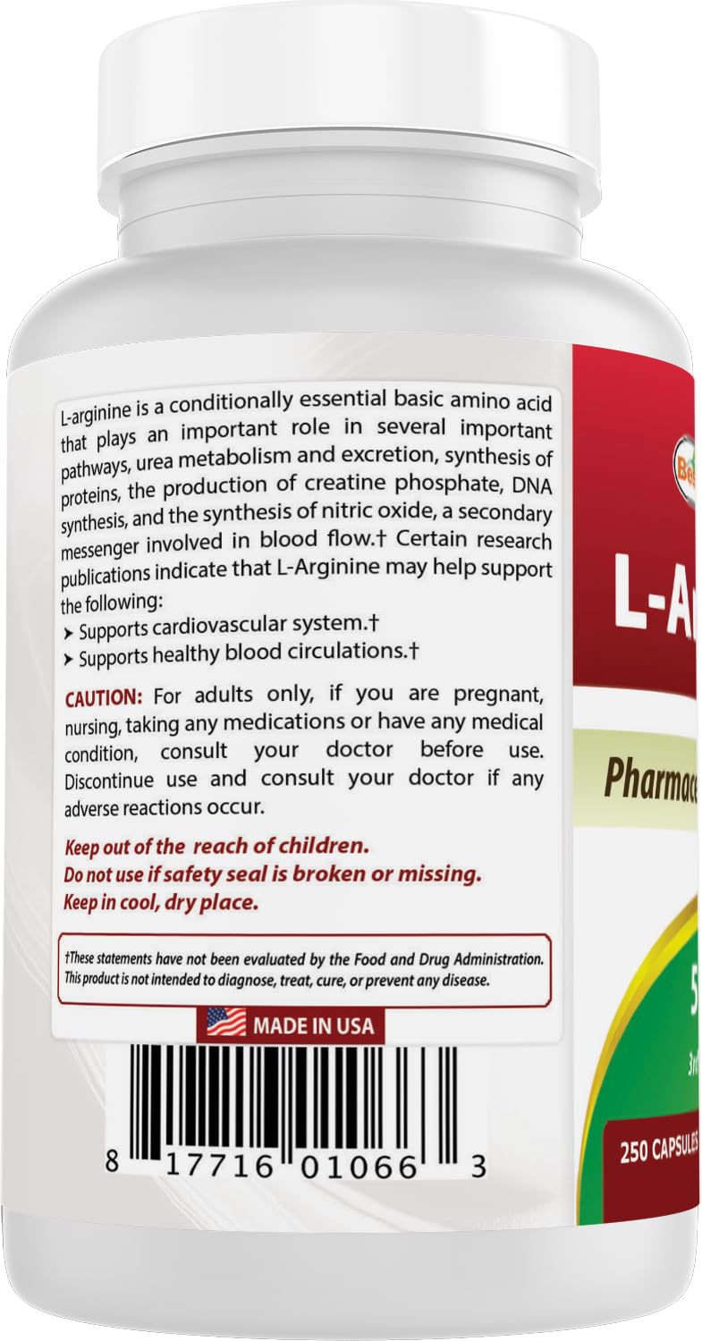 Best Naturals L-Arginine 500mg - 250 Capsules - image 7