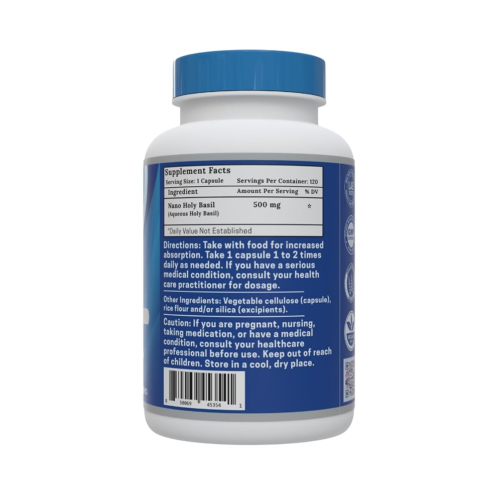 One Planet Nutrition Nano Holy Basil 500 mg Veggie Capsules - 120 Count - image 2