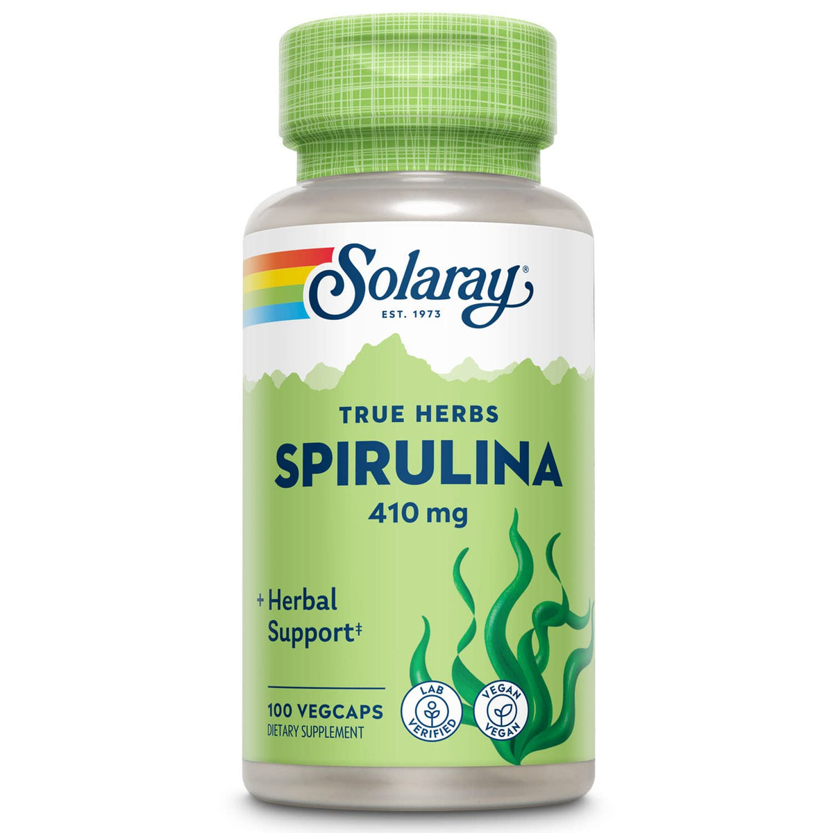 SOLARAY Spirulina Algae 410 mg Supplement - 100 Vegetarian Capsules