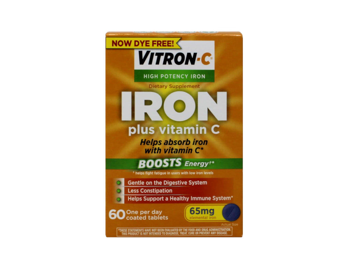 Vitron-C High Potency Iron Plus Vitamin C - 60 Tablets