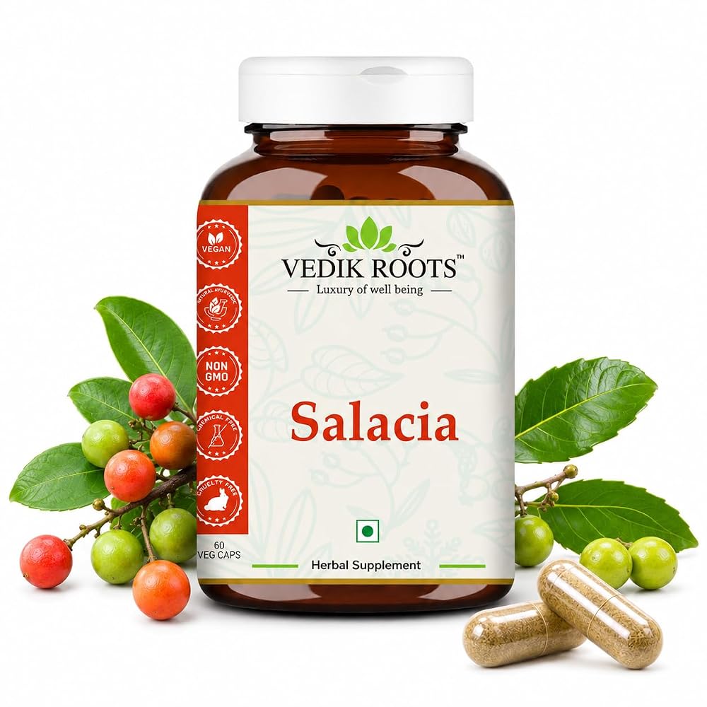 VEDIKROOTS Salacia Capsules Herbal Supplement - 60 Vegetarian Capsules