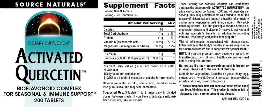 Source Naturals Activated Quercetin - Plant-Derived Bioflavonoid