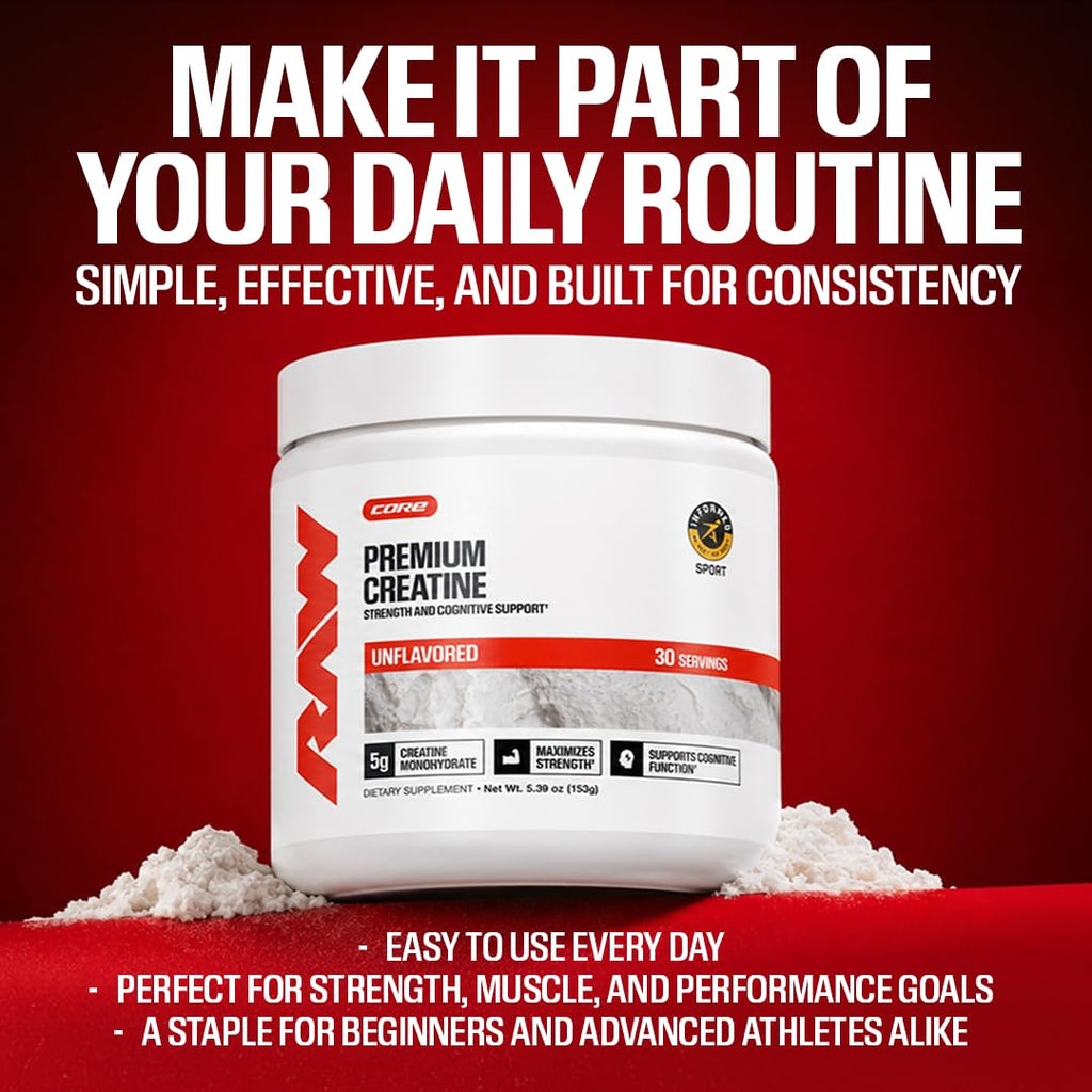 RAW Nutrition Creatine Monohydrate Powder Unflavored - 30 Servings - image 6