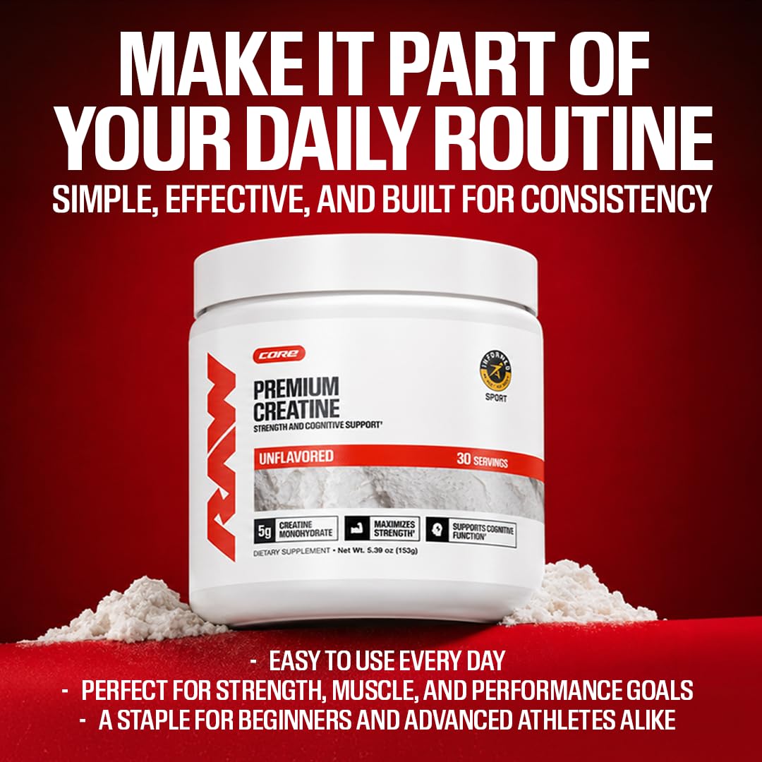 RAW Nutrition Creatine Monohydrate Powder Unflavored - 30 Servings - image 6