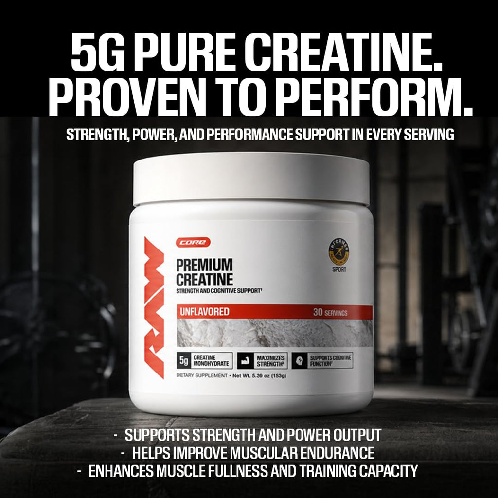 RAW Nutrition Creatine Monohydrate Powder Unflavored - 30 Servings - image 2