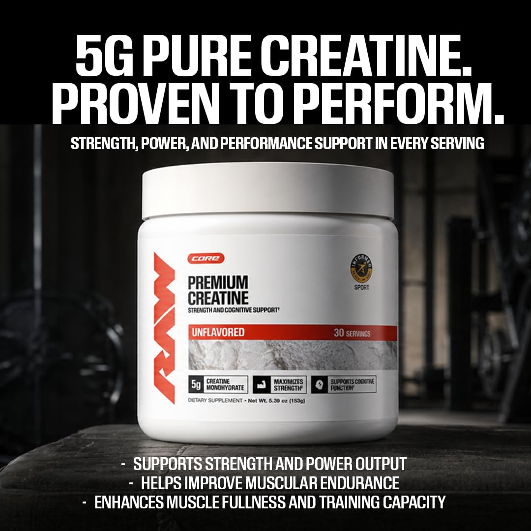 RAW Nutrition Creatine Monohydrate Powder Unflavored - 30 Servings - image 2