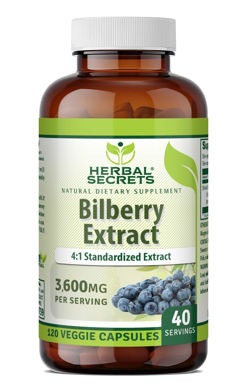 Herbal Secrets Bilberry 300 Mg Standardized Extract - 120 Softgels