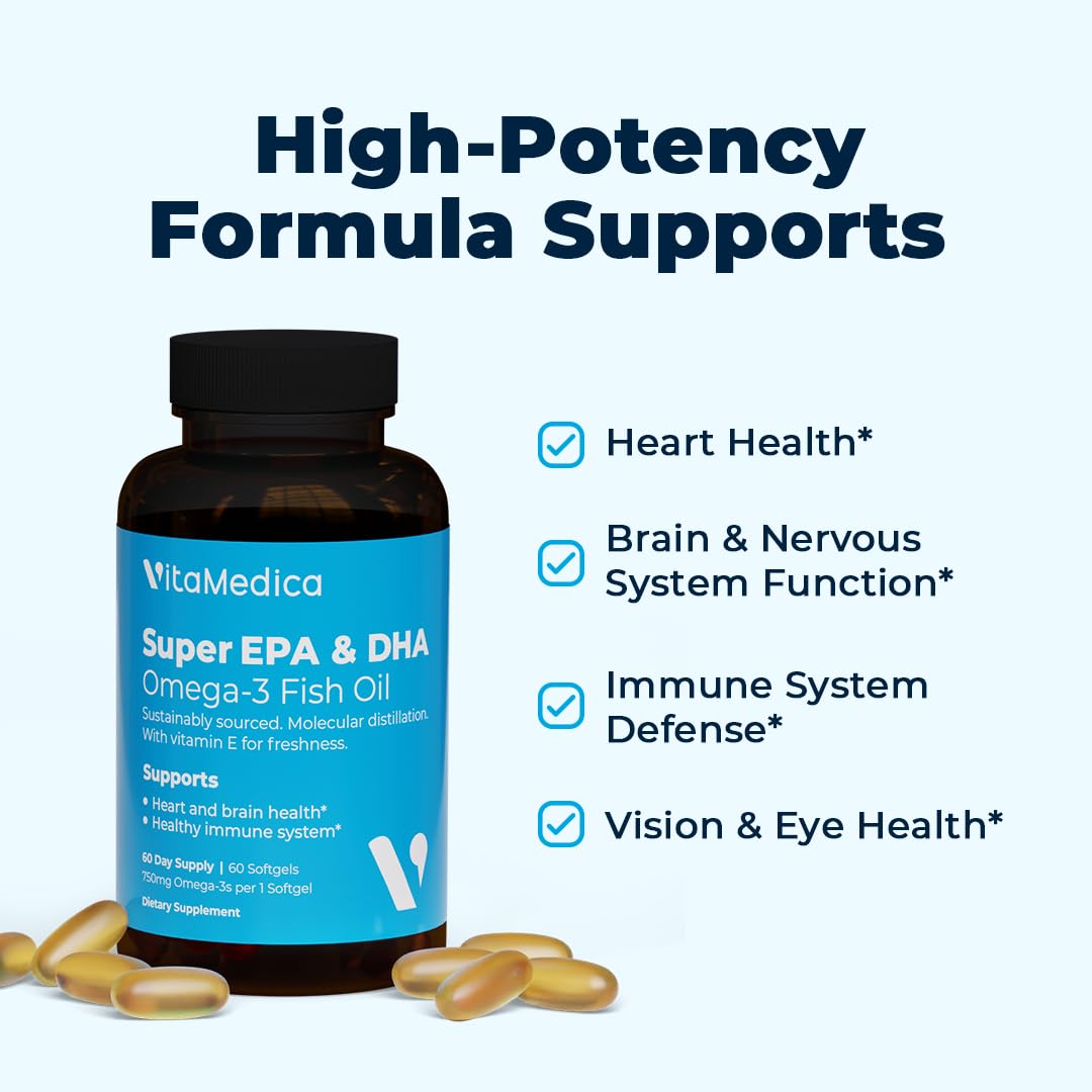 VitaMedica Super EPA/DHA Fish Oil 750mg Omega-3 - 60 Softgels - image 3